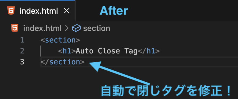 Auto Rename Tagをインストールした後